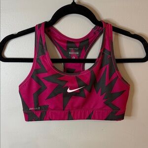 Nike Pro Women's Black and Pink Graphic Sports Bra